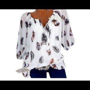 Feather print blouse